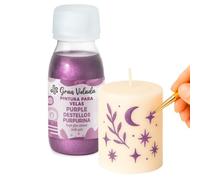 Gran Velada - Peinture pour bougies violettes avec paillettes 60 ml | Facile à utiliser | Idéal pour décorer vos bougies | Revêtement pour bougies