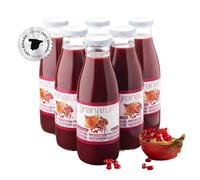 Granatum Plus - Lot de 6 bouteilles de jus de grenade naturel (750 ml), 100 % pressé, riche en polyphénols méditerranéens, sans sucre ajouté, sans colorants ni conservateurs