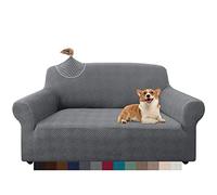 Granbest Élégante housse de canapé, épaisse, 2 places, tissu élastique, protection de canapé, pour enfants et animaux domestiques, salon (2 places, gris clair)