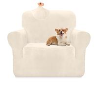 Granbest Housse de canapé 1 place en velours épais de qualité supérieure - Très extensible - Protection de meubles de luxe pour animaux de compagnie et enfants (1 place, beige)