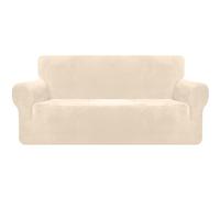 Granbest Housse de canapé 3 places en velours épais de qualité supérieure - Très extensible - Protection de meubles de luxe pour animaux de compagnie et enfants (3 places, beige)