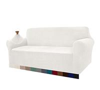 Granbest Housse de canapé 3 places très extensible, super douce et élégante pour chiens, animaux de compagnie, chats en jacquard élasthanne, protection de meubles de salon (3 places, blanc crème)
