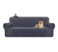 Granbest Housse de canapé 4 places surdimensionnée en velours épais - Très extensible - Protection de meubles de luxe pour animaux de compagnie et enfants (4 places, gris)