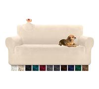 Granbest Housse de canapé de 3 Places, en Velours et Peluche, Super Douce, élégante et Luxueuse, avec Barres de Mousse en élasthanne épaisses, Protection de Meubles, 1 pièce, Beige