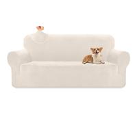 Granbest Housse de canapé en velours épais de qualité supérieure, extensible, super douce pour protection de meubles pour animaux de compagnie et enfants (3 places, blanc crème)
