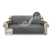 Granbest Housse de canapé Imperméable 3 Places Antidérapante avec Sangles élastiques - Protection de Canapé Lavable pour Enfants, Animaux Domestiques, Chiens, Chats(3 Places, Gris)