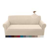 Granbest Housse de canapé, jacquard 3 places, super douce, antidérapante, extensible, quatre saisons, universelle, pour chiens, chats, animaux domestiques (3 places, beige)