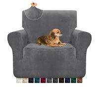 Granbest Housse de canapé, Luxueuse, en Peluche, Super Douce, pour Fauteuil, en Velours, Haute élasticité, Protection de Meubles pour Le Salon, antidérapante, 1 Place, Gris Clair, 1 pièce