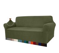 Granbest Housse de canapé moderne extensible en jacquard, idéale pour le salon, protège contre les chiens et les animaux domestiques (3 places, vert militaire)