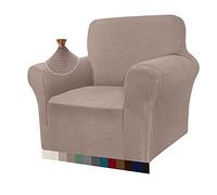 Granbest Housse de fauteuil extensible, super douce, en jacquard, pour chiens et chiens, housse de protection antidérapante avec accoudoirs pour la protection de meubles (1 place, sable)