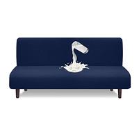 Granbest Housse de futon imperméable sans accoudoirs, protection de futon haute stretch pour canapé-lit pliable, housse de canapé antidérapante sans accoudoirs (bleu marine)