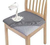 Granbest Lot de 6 housses de chaise de salle à manger élégantes et imperméables - Haute élasticité - Protection d'assise lavable - Pour banquet, cuisine, fête, hôtel - Gris clair
