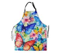 Granbey Tablier de peinture d'artiste avec 2 poches - Tabliers d'art pour peintres - Cadeaux pour femmes et hommes - Smocks de cuisine papillon, Peinture aquarelle papillon floral, Medium