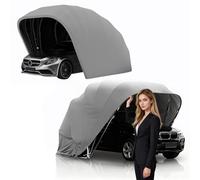 Grand abri de Voiture en Acier Inoxydable, auvent Pliable et rétractable avec verrou métallique et bâche Toutes Saisons, Garage Pliable Mobile pour Parking, Petit Bateau,Gris(5.9x2.7x2.45m)