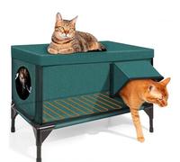 Grand abri isotherme pour chat | Maison pour chat sauvage étanche avec porte transparente | Maison d'extérieur chauffante pour chat pour une isolation extrême
