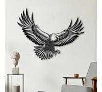 Grand Aigle en métal - Décoration Murale en métal Adler Bird - Sculpture d'art Moderne pour Salon, Chambre, Couloir et escaliers - Cadeau de décoration d'intérieur Nature (20 Pouces)