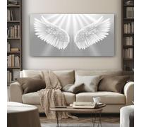 Grand Ange Ailes Tableau Decoration Murale Salon Spirituel Plume Impression sur Toile 70x140 cm Peinture sur Toile Sans Cadre pour Chambre Cuisine Bureau Horizontal Poster Mural