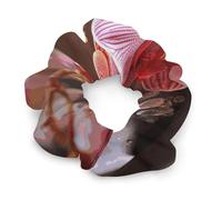 Grand anneau à cheveux pour femme - Grace - Élastique - Pierre d'orchidée - Bougies rouges - Pour queue de cheval - Accessoires pour cheveux