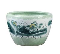 Grand aquarium en céramique bleu et blanc pour salon, balcon, cour, aquarium porte-bonheur en verre (42 cm)