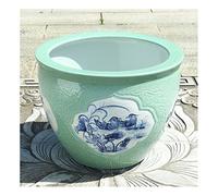 Grand aquarium en céramique pour poissons rouges Feng Shui, tortue porte-bonheur, pot de fleurs, eau, lotus, arbre de plantation, aquarium en verre (80 cm)