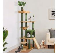 Grand Arbre À Chat Avec Feuilles Pour Chats D'Intérieur, Tour À Chat Avec Brosse D'Auto-Toilettage, Condo Pour Chat, Perchoir Su