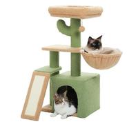 Grand arbre à chat en forme de cactus pour chats d'intérieur, tour à chat de 81,3 cm avec rampe à griffer en sisal, hamac confortable et perchoir de lit amovible - Niche idéale pour chatons et petits