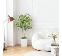 Grand arbre de dragon artificiel - 120 cm - Pour l'intérieur et l'extérieur - Avec pot blanc - Décoration moderne