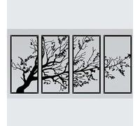Grand arbre de vie en métal, décoration murale à 4 panneaux, ornement de branche d'arbre à suspendre, décoration murale moderne pour la maison (B)
