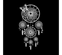 grand attrape-rêves décoré de plumes, de cloches, d'étoiles, d'anges et de papillons Stickers lettrage 34x65cm Fourni avec un kit de film de transfert Blanc