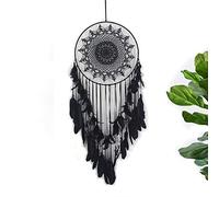 Grand attrape-rêves en plumes pour chambre à coucher adulte Noir Sorcière faite à la main Décoration gothique bohème unique