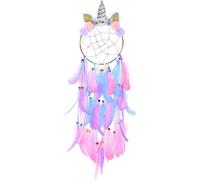 Grand Attrape-Rêves Licorne Pour Filles-Accessoires De Chambre D'enfant-Fait À La Main-Fleurs Colorées-Décoration Murale-Cadeau D'anniversaire