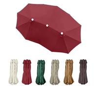 Grand auvent de rechange double face pour parasol de jardin de 4,6 m, taille XXL, 12 baleines, tissu durable, housse de parasol d'extérieur, solution d'ombrage de jardin bordeaux