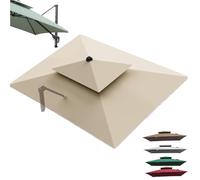 Grand auvent de rechange pour parasol cantilever - Housse rectangulaire à double toit avec 8 baleines - Tissu résistant aux intempéries (beige, 2,5 x 2,5 m)