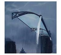 Grand auvent d'évier, auvent de porte, abri de porche, auvent de jardin arqué, résistant à la chaleur, étanche avec support en aluminium, taille personnalisée (couleur : noir, taille : 80 x 320 cm) (n