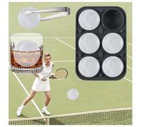 Grand bac à glaçons rond SilverChry Ball, bac à glaçons 3D avec couvercle entonnoir, moule à glaçons en silicone pour glace, whisky, cocktail, jus, crème glacée, bougie (1, gris, 6 tennis)