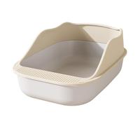 Grand bac à litière Amovible for Chat, bac à litière Ouvert avec Toilettes for Chaton Anti-éclaboussures à côté Haut, Facile à Nettoyer bac litiere pour Chat(Wit)