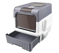 Grand Bac à Litière Chat Autonettoyante - Maison de Toilette Fermé avec Compartiment Inférieur Amovible - 49 * 37 * 35cm - Gris