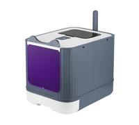 Grand Bac à Litière pour Chat, avec Pelle à Litière Auto-toiletteur Désinfection UV Maison de Toilette Chat,-44,5 * 36,5 * 34,5 cm-Blanc-UV