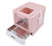 Grand Bac à Litière pour Chat, Style Tiroir en Acier Inoxydable, Résistant aux Odeurs, Nettoyage Facile, pour Les Ménages Multi-Chats, Pot pour Chat fermé, Pliable avec Cuillère
