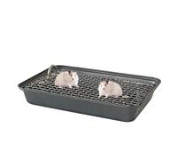 Grand Bac à Litière pour Lapin - Plateau Sanitaire en Acier Inoxydable destiné au Cochon d'Inde | Toilettes d'angle Anti-Morsure | Filet Inférieur Amovible avec Nettoyage Facile, Pot Éducateur