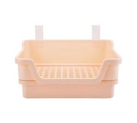 Grand bac à litière pour lapins, cochons d'Inde, chinchillas, bac de toilette en plastique facile à nettoyer, beige