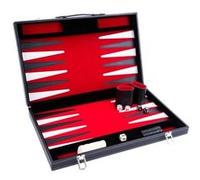 Grand Backgammon de Luxe 21 pouces - Rouge, noir, blanc - Valise Simili Cuir, Feutre Spécial, Pions Nacrés G