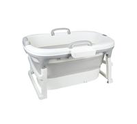 Grand Baignoire Pliable Bébé jusqu'à 18 kg, Douche Bebe XXL avec Accoudoirs, Pieds Antidérapants, Bouchon de Vidange, Capacité 300L (Gris, 99x62x52.9cm)