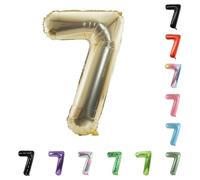 Grand ballon à l'hélium en forme de chiffre 0 à 9 pour anniversaire, mariage - 101,6 cm - Or pâle - 7