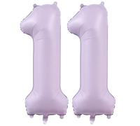 Grand ballon à l'hélium en forme de chiffre en mylar pour décoration de fête d'anniversaire - 101,6 cm - violet pastel