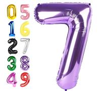 Grand ballon d'anniversaire en forme de chiffre violet - Décorations de 17e anniversaire pour garçons et filles - 101,6 cm - Grand ballon pour 7, 17, 27, 70 ans, anniversaire de mariage, Noël, Nouvel
