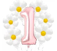 Grand ballon décoratif en forme de marguerite pour 1er anniversaire - Grand ballon géant en feuille d'aluminium pour décoration de fête d'anniversaire (1)