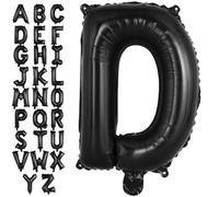 Grand ballon en aluminium avec lettre D pour décoration de fête d'anniversaire, de mariage, anniversaire de mariage (noir D) - 101,6 cm
