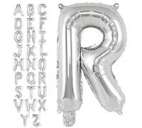 Grand ballon en aluminium avec lettre R argentée de 101,6 cm pour décoration de fête d'anniversaire, de mariage (R argenté)