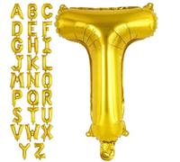 Grand ballon en aluminium avec lettre T dorée de 101,6 cm pour décoration de fête d'anniversaire, de mariage, anniversaire de mariage (T doré)